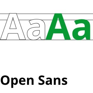 Beispielhafte Darstellung der genutzten Schrift OpenSans anhand des Buchstabens "Aa"