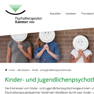 Ausschnitt der Webseite der Psychotherapeutenkammer NRW