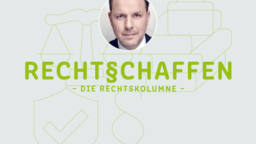 Christian Solmecke vor dem Schaffrath Hintergrund der Kolumne Recht