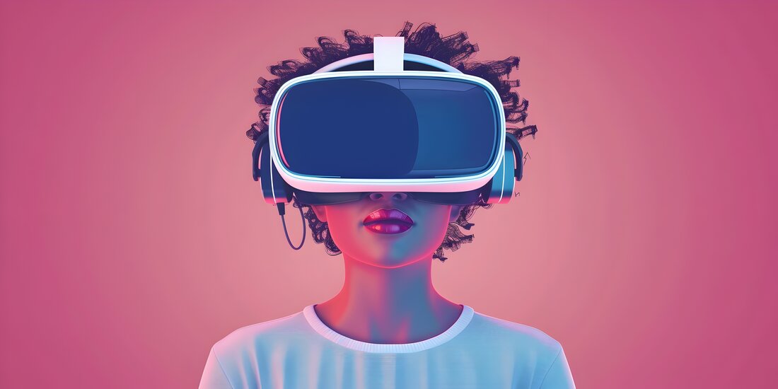Vektor Illustration einer Frau mit Virtual Reality Brille