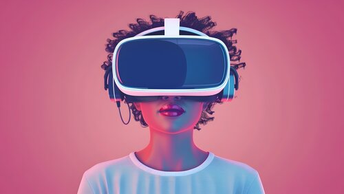 Vektor Illustration einer Frau mit Virtual Reality Brille