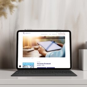 Landesärztekammer Hessen Webseite dargestellt auf einem Tablet