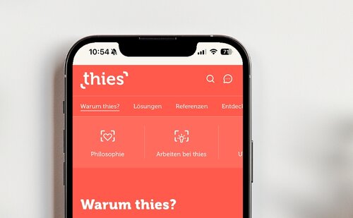 Ausschnitt der Webseite von thies dargestellt auf einem Smartphone