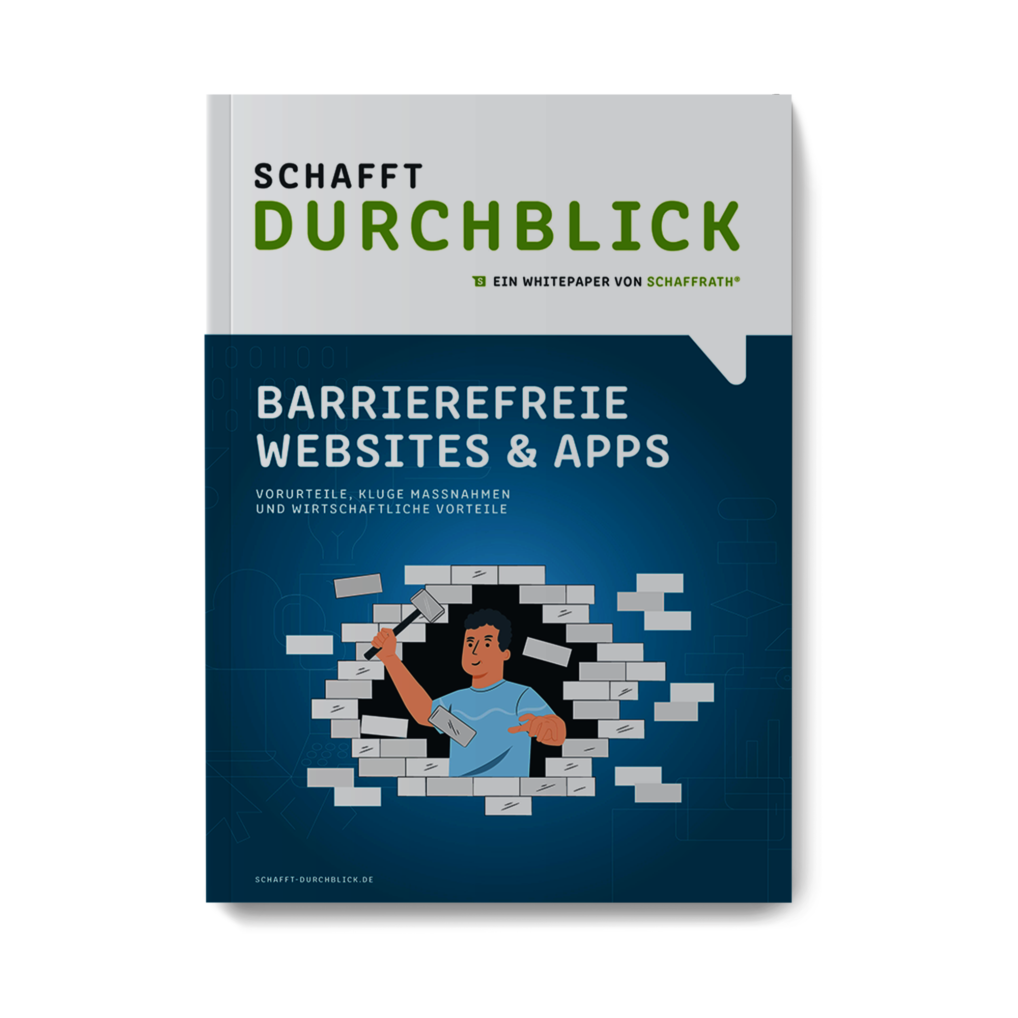 Die Titelseite des Whitepapers zum Thema Barrierefreiheit: "Barrierefreie Websites und Apps: Vorurteile, kluge Maßnahmen und wirtschaftliche Vorteile."