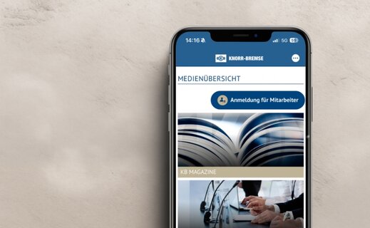 Ausschnitt eines Smartphone Bildschirm der die Knorr-Bremse App zeigt