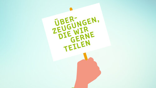 Schild mit dem Titel: Überzeugungen, die wir gerne teilen