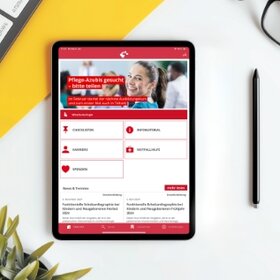App des Kinderkrankenhaus Wilhelmstift dargestellt auf einem Tablet