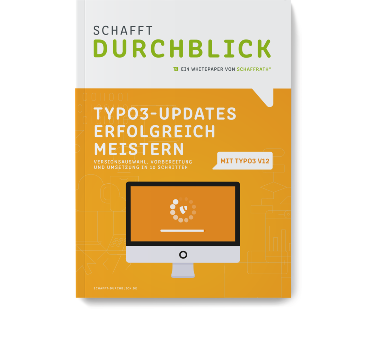 Cover Whitepaper TYPO3-Update Frontalansicht Whitepaper Cover TYPO3-Update