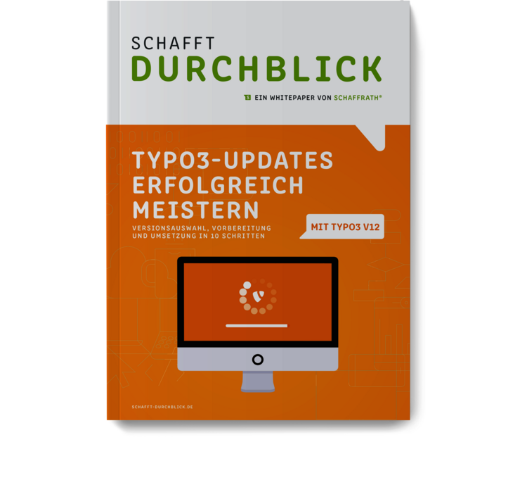 Frontalansicht Whitepaper Cover TYPO3-Update