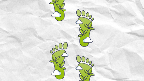 CO2 Fußabdruck auf Papierhintergrund