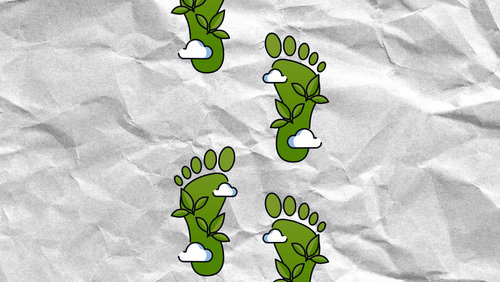 CO2 Fußabdruck auf Papierhintergrund