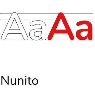 Beispielhafte Darstellung der genutzten Schrift Nunito anhand des Buchstabens "Aa"