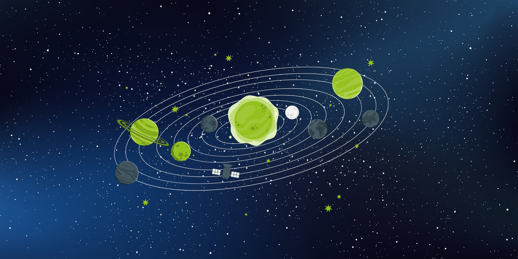 Illustration eines Sonnensystems mit Planeten