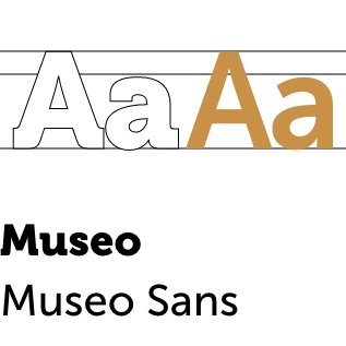Beispielhafte Darstellung der genutzten Schriften Museo und Museo Sans anhand des Buchstabens "Aa"