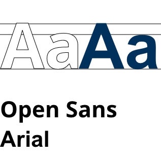 Beispielhafte Darstellung der genutzten Schriften Open Sans und Arial anhand des Buchstabens "Aa"