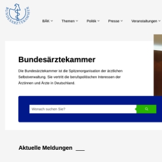 Ausschnitt der Webseite der Bundesärztekammer