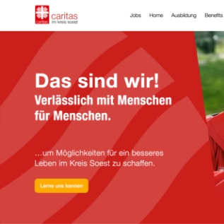 Ausschnitt der Webseite von Caritas Soest