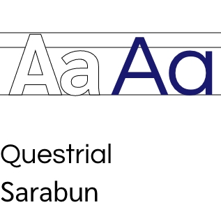 Beispielhafte Darstellung der genutzten Schriften Questrial und Sarabun anhand des Buchstabens "Aa"