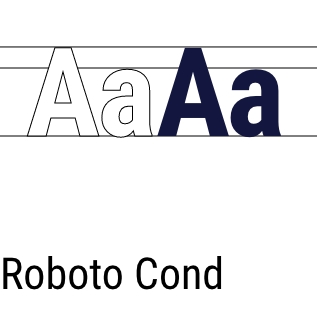 Beispielhafte Darstellung der genutzten Schrift Roboto Cond anhand des Buchstabens "Aa"