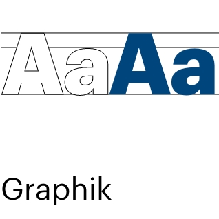 Beispielhafte Darstellung der genutzten Schrift Graphik anhand des Buchstabens "Aa"
