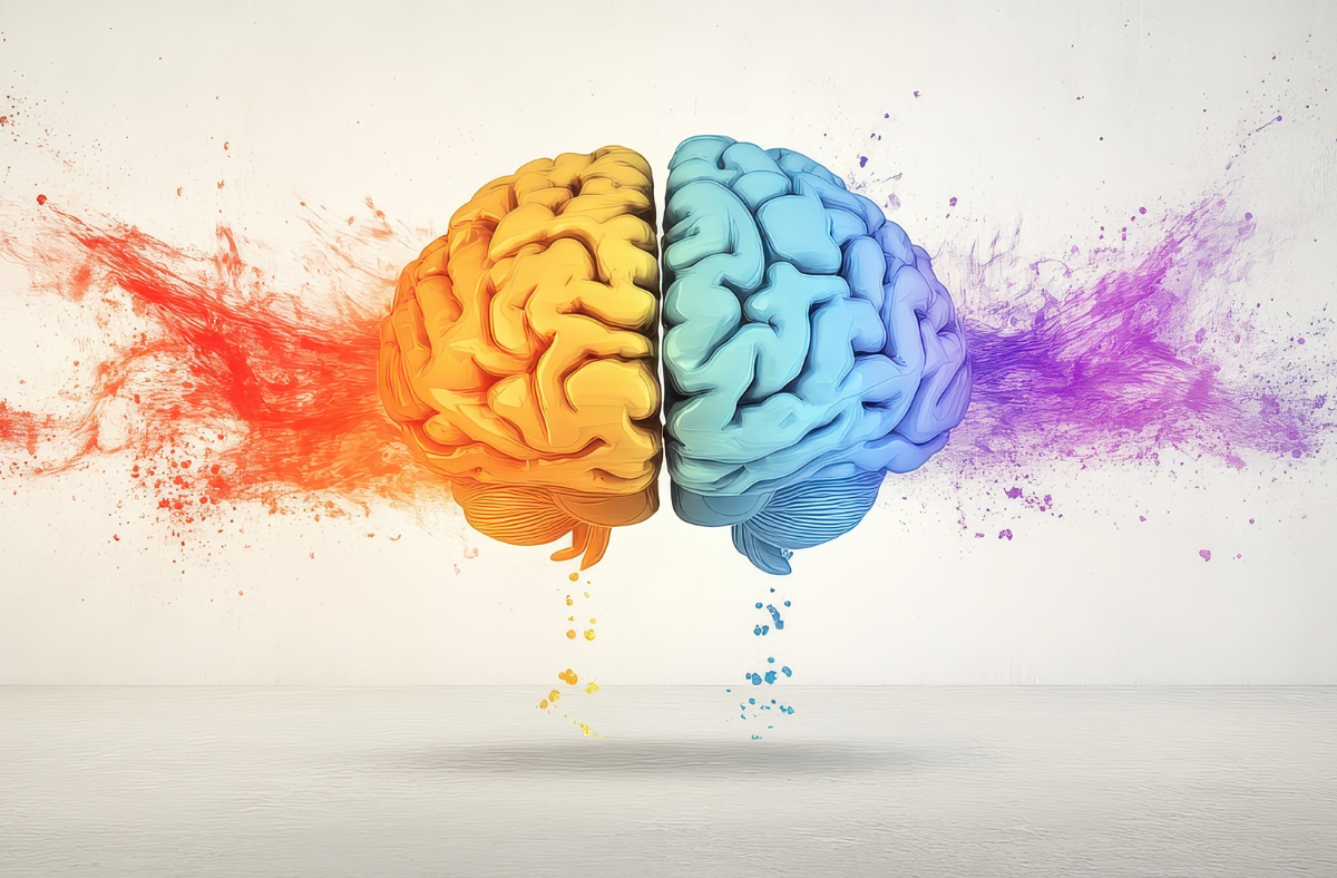 Gehirn mit Farbnebel